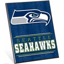 NFL Seattle Seahawks Logo Premium 8&quot; x 10&quot; Solid Wood Easel Sign - £7.82 GBP