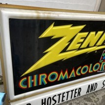 Vintage Mcm Zenith Chromacolor Atomic Lighted Advertising Store Sign 4ft X 6ft - £1,187.04 GBP