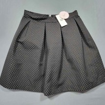 Soprano Skirt Mini Black Gold Polka Dot Pleated Lined Zip Close Women&#39;s Size M - £14.94 GBP