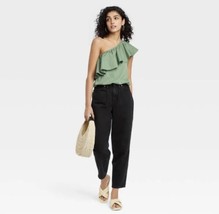 Women&#39;s One Shoulder Ruffle Top - A New Day, Olive Green, Medium - £11.18 GBP