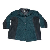 Bob Mackie Wearable art Chevron Blue And Black Designed Button Up Jacket Size 3X - £29.78 GBP
