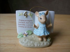 1993 Enesco Birthday 4 Mouse Jumping Rope Figurine  - $13.00
