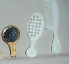 Lot Barbie Janay Ken doll hair brush comb mirror vintage white bronze gold  - $6.99