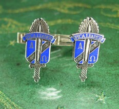 Antique Alpha Omega Cufflinks STERLING RARE cuff links Fraternity Vintage Enamel - £192.65 GBP