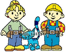 Bob The Builder With Wendy And Pilchard Cross Stitch Pattern - $3.95