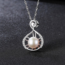 S925 Sterling Silver Necklace 8-8.5Mm Silver Freshwater Pearl Pendant Fa... - $24.00