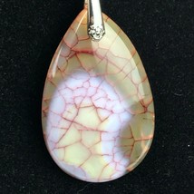 Yellow White Red Purple Dragon Vein Agate Pendant Necklace Choker 22&quot; - £7.86 GBP