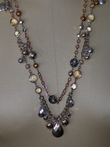 White House Black Market Necklace Faceted Beads and Crystals 29 Inch  - £29.85 GBP