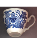Staffordshire Porcelain China Blue Willow Teacup Made In England Ornate ... - £5.18 GBP