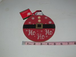 &quot;HO HO HO&quot; ornament pressed board covered w/decorations &amp; paint (Ebay 3 ... - $1.49
