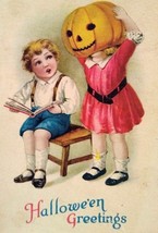 Halloween Postcard Ellen Clapsaddle Child JOL Pumpkin On Head Series 106 Wolf - £99.30 GBP