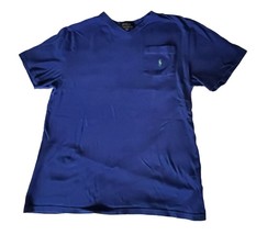 Polo Ralph Lauren Boy&#39;s L 14-16 Blue V Neck T Shirt Short Sleeve Top Pocket Pony - $13.84