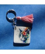Beautiful Floral Cat - Handmade Keychain - $15.00