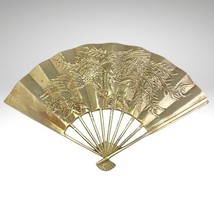 Vintage Brass Asian Wall Fan Flying Dragon Phoenix Embossed Decorative W... - £14.19 GBP