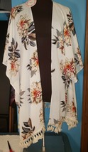 NWT UMgee Boho Floral Crochet Gypsy Off White  Kimono Cardigan Hippie Floral - £29.22 GBP