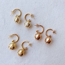 18k Gold Filled Fancy Dangling Ball On Small Hoop Earrings For Wholesale And Jew - £6.33 GBP+