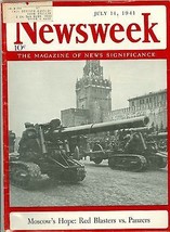 Newsweek   Moscow  Red Blasters Panzers  July 14 1941 - £14.79 GBP