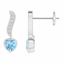 Authenticity Guarantee 
ANGARA Heart-Shaped Aquamarine and Diamond Swirl Drop... - £506.91 GBP