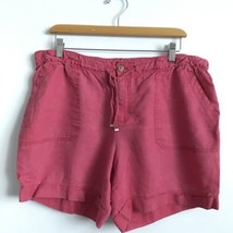 Jones &amp; Co Linen Shorts 12 Pink Drawstring Waist Belt Pockets Resortwear... - $7.59