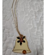 Stained Glass Christmas White Bell  Ornament Suncatcher Corded Necklace.... - $21.05 CAD