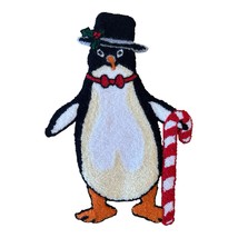 VTG Punch Needle Embroidery Christmas Penguin Candy Cane Applique Patch ... - $219.42 MXN