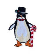 VTG Punch Needle Embroidery Christmas Penguin Candy Cane Applique Patch ... - $218.55 MXN
