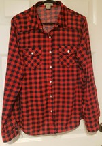 Women&#39;s Passport XL Buffalo Plaid Pearl Snap Western Shirt Cowgirl Roll ... - $16.49