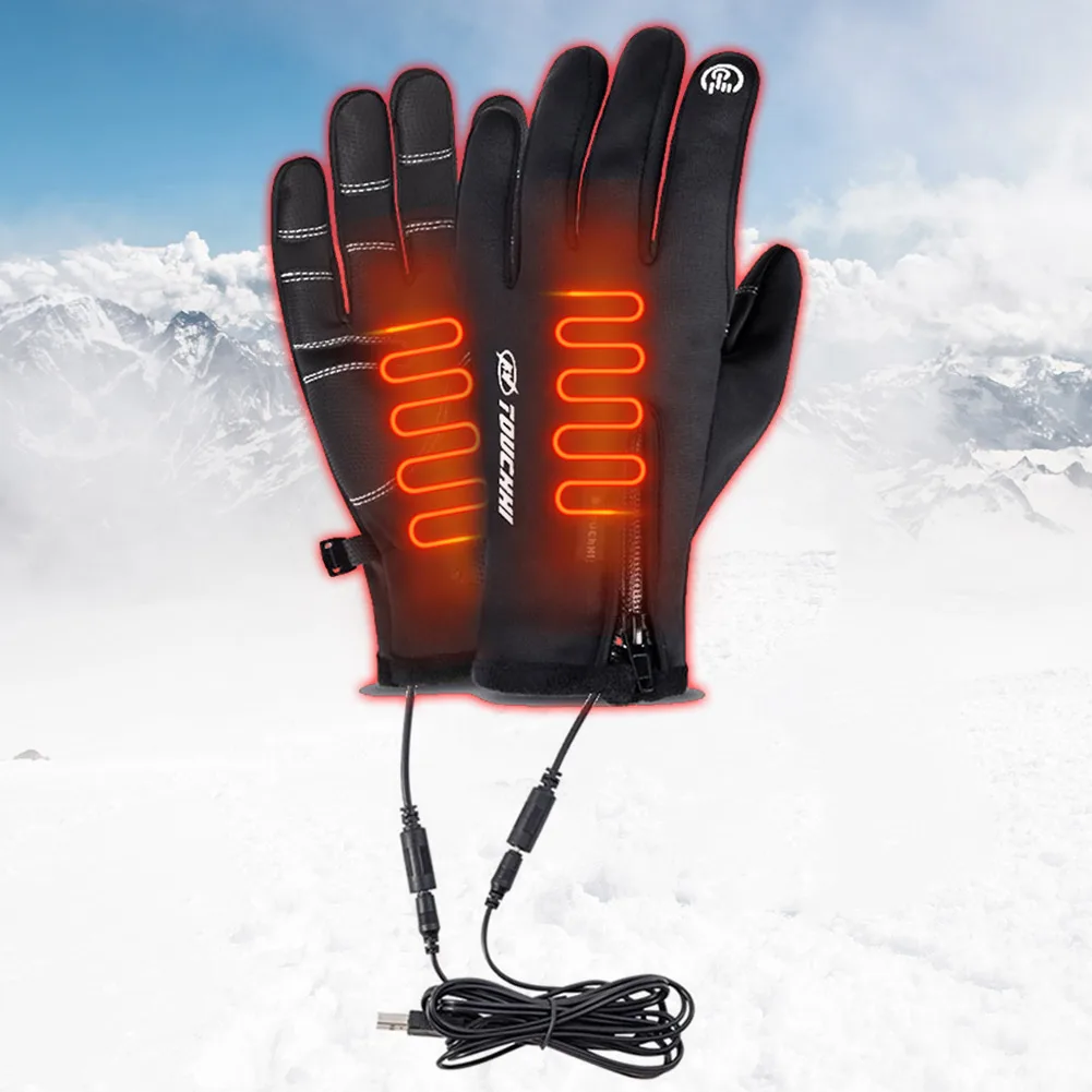 USB Touch Screen Gloves Electric Heated Hand Warmer Winter Ski Gloves Anti-Slip - £18.74 GBP+