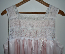 1970s Christian Dior Pink Lace Nightgown Sleeveless Size Large Lounge Dress - £39.44 GBP