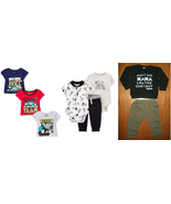 NEW Baby Boy Sz 12 Mo Clothing Bundle Lot of 8 tees, bodysuits, pants &amp; ... - £15.68 GBP