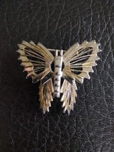 Goldtone Silvertone Coppertone Butterfly Brooch Pin Mixed Metals Costume Pendant - £11.87 GBP