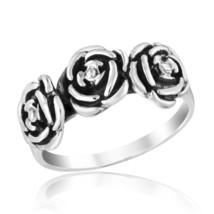 Vintage Valentine Roses of Love .925 Sterling Silver Promise Ring-7 - £15.26 GBP