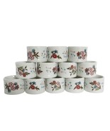 Set of 12 vintage ceramic pink &amp; blue floral napkin rings - $19.99