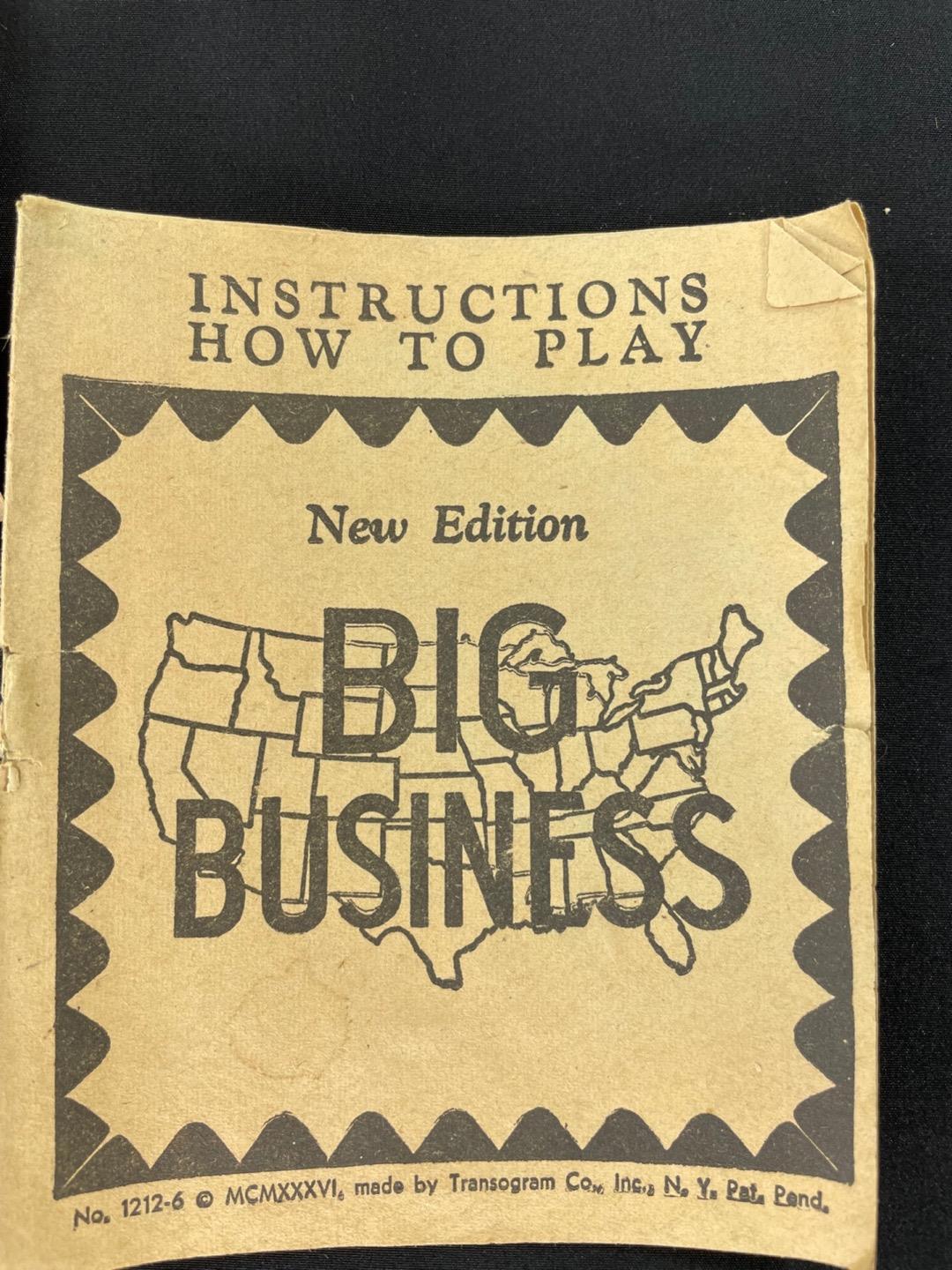 Vintage 1936 Transogram Big Business game incomplete - £7.86 GBP