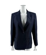 Chelsea Campbell Womens Blazer Jacket Size 10 Petite Navy Blue Linen But... - $819.65 MXN