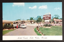 Sands Motel &amp; Restaurant Old Cars Palm Trees Lake Wales Florida FL Postcard 1962 - £5.48 GBP