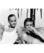 Romy Schneider Alain Delon smoking relax under palm tree circa 1965 16x2... - £19.76 GBP