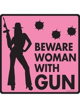Warning! Beware Woman with Gun Aluminum Beware Sign - £7.83 GBP