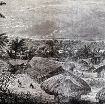 Tribal Village On Lake Nyassa 1890 Woodcut Victorian Stanley In Africa DWAA2B - £24.12 GBP