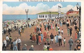 Boardwalk Beach Crowd Asbury Park New Jersey 1920c postcard - £5.48 GBP