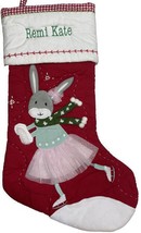 Pottery Barn Kids Quilted Skating Bunny Christmas Stocking Monogrammed R... - $29.95