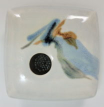 Georgetown Pottery Light Blue Square Ikebana Vase w. Flower Frog Signed 4.75&quot; - £19.42 GBP