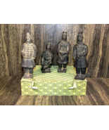 Vintage Chinese Terracotta Clay 4 Warriors Handmade 6” Figurine Replica Set - $29.65