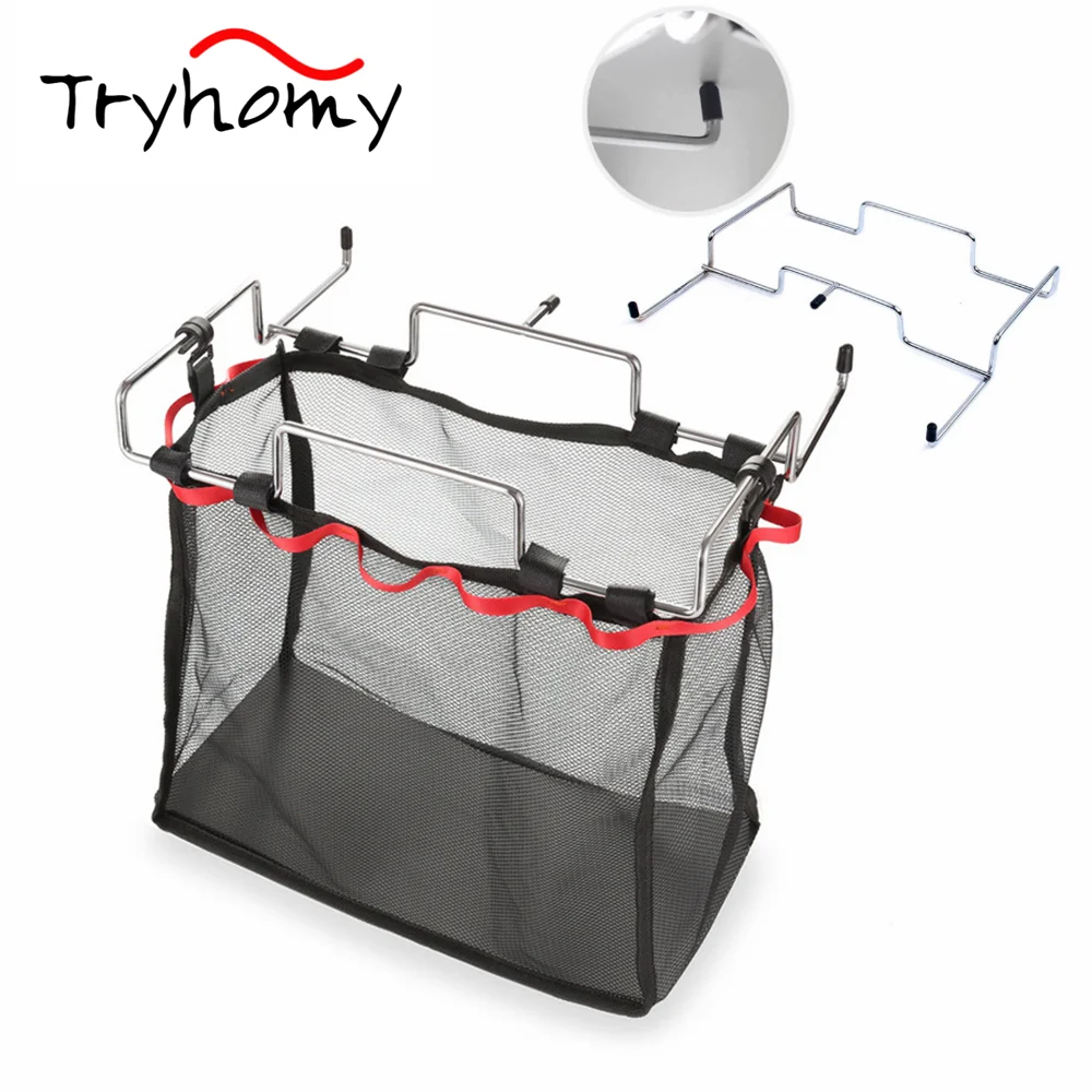 Portable Storage Grid Bag Shelf Camping Picnic Folding Hanging Table Rack Net - £15.39 GBP