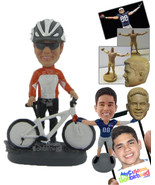 Personalized Bobblehead Male Bike Racer Standing Behind Mountain Bike Mo... - £84.48 GBP