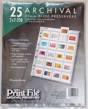 Print File 2x2-20B Archival Storage Page for 20 film Slides Pack of 25 #... - $11.55
