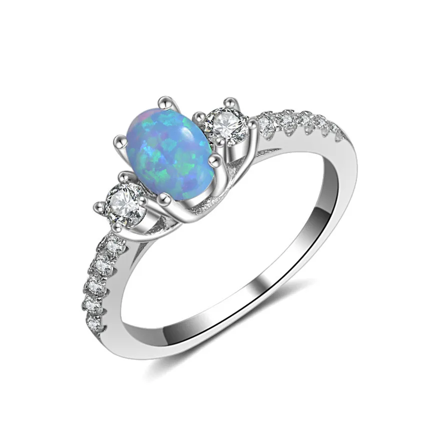 Blue Fire Opal  Wedding Party Ring 925  Silver Rhinestone Fine Jewelry for Women - $65.58