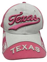 Pink and White embroidered Texas hook &amp; loop adjustable hat OSFA - $18.85