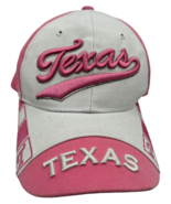 Pink and White embroidered Texas hook &amp; loop adjustable hat OSFA - $353.83 MXN
