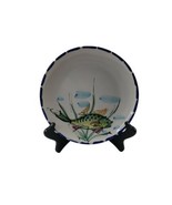 Vietri Italy Fish Plate Blue Edge Hand Painted Italian Pottery  - $42.57